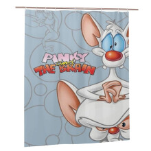 Cortina de ducha con diseño de Pinky y Cerebro, 152 x 182 cm, decoración de baño de anime con 12 ganchos, tela de poliéster impermeable y lavable