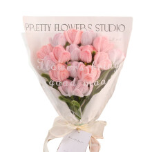 Zriyin Tulpenboeket met Gedraaide Stokjes, Handgemaakt, DIY Bloemen, Bruiloftsdecoratie, Cadeau, roze