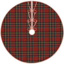 Sciorta Crann Nollag Línéadach Tartan Ríoga Stewart Clasaiceach Dearg Albanach Sciorta Crann Nollag Maisiúcháin Mata Crann Nollag do Chóisir na