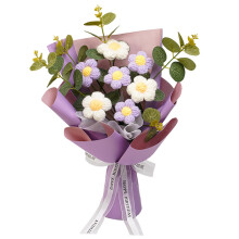 TISHITA Häkelblumenstrauß, fertig gestrickte Blumen, Muttertagsgeschenk, gewebter Strauß für Jahrestag, Thanksgiving-Regal, violett
