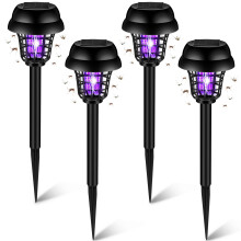 Solar Bug Zapper Waterproof Outdoor Mosquito Killer Lamp with Dual Light Modes Vintage Black