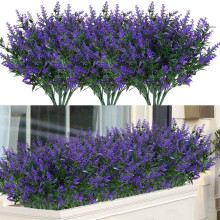 Zukuco 8er-Pack künstliche Lavendelblüten, UV-beständiges Grün für Innen- und Außendekoration, Veranda, Blumenkasten, Hochzeit, Landhausstil