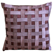 Paarse sierkussenhoes van 30 x 30 cm, modern geruit design, vierkant kussen van kunstzijde, geweven structuur - Pruim en Paars