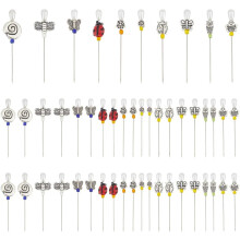 50 Pcs 10 Styles Garden Theme Sewing Pins with Pearl Heads, 2.13" Straight Quilting Pins for DIY Craft, Jewelry, Fabric, Wedding Bouquet