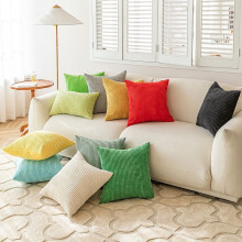 Corduroy sierkussenhoezen 18x18 & 12x20 inch set van 2 - Zachte effen vierkante gestreepte kussenhoezen met onzichtbare ritssluiting voor bank, bed,