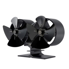 Double Heat Powered Wood Stove Fan for Log Burner Efficient Heat Circulation Quiet Black Fireplace