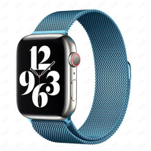 Milánói szíj Apple Watch 38-49 mm-es órával kompatibilis, fém szíj iWatch Series9-3, SE, Ultra2-höz, égkék