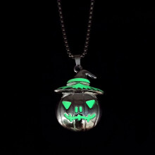 YiFudd Halloween-Accessoire-Halskette mit Kürbis-Geistergesicht