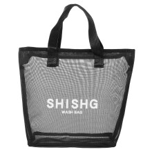 Bolsa de ducha de malla de nailon, bolsa de aseo portátil colgante para el baño.