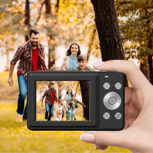 Quinlirra 44MP 1080P Digital Camera for Kids, 16X Zoom, Compact & Portable, Black