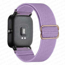 Elastische nylon armband (20 mm/22 mm) compatibel met Amazfit GTS4/2/2e/3/Mini, GTR4/3/Pro/2, Bips R2, Stratos - Lila