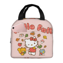 Sac à lunch Hello Kitty unisexe avec fermeture éclair, imperméable et réutilisable, isotherme pour le bureau, les pique-niques ou le travail -