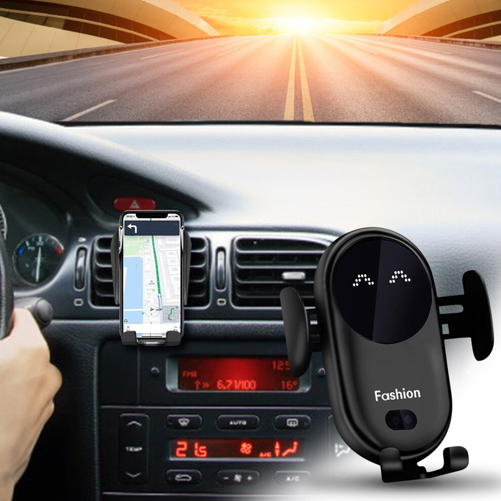 Car Charging Holders, Automatic Clamping Wireless Charger Car Smart Infrared Sensor Vent Mount Mobile Phone Bracket Stand 9395123693026