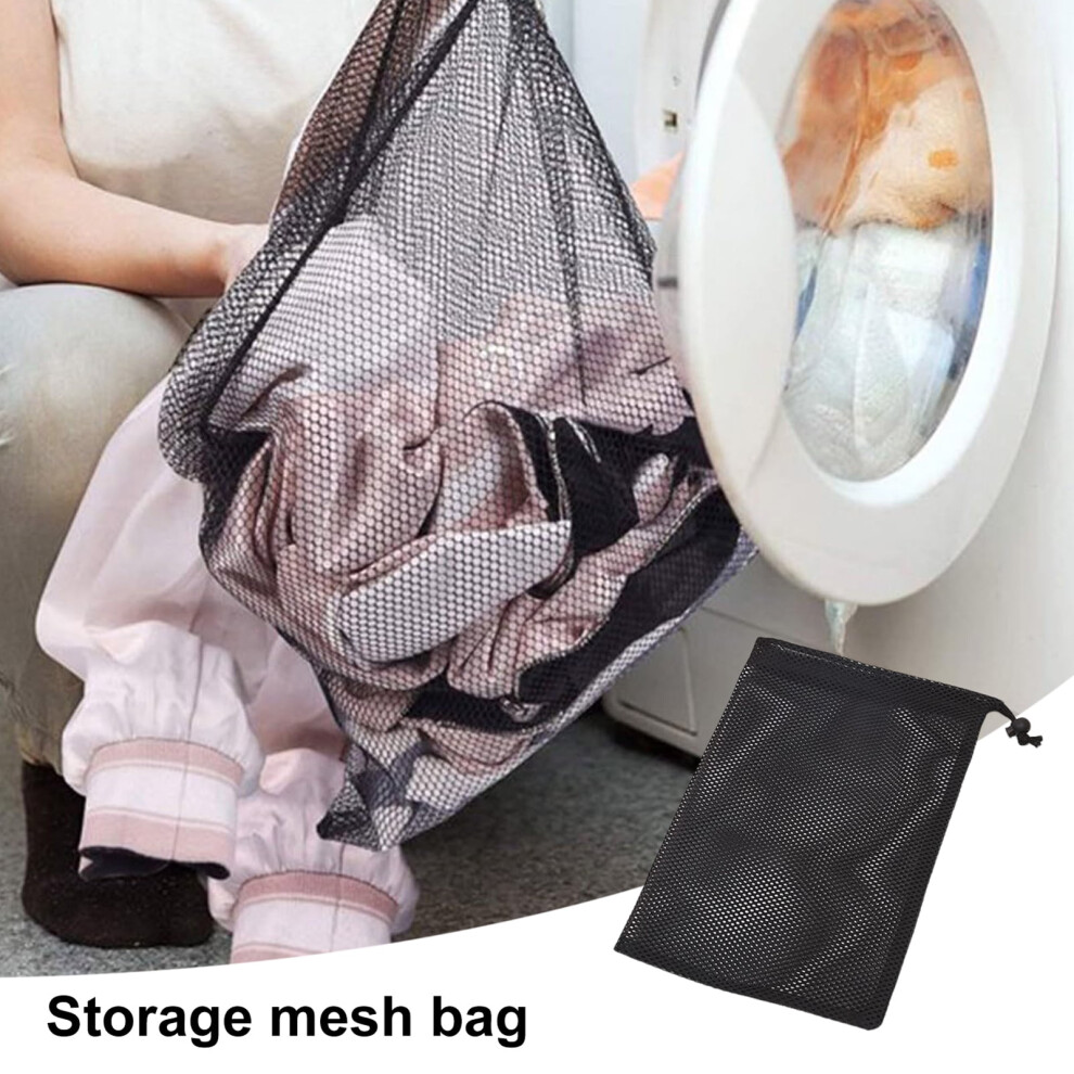 Black Susuchens 4Pcs L Mesh Drawstring Storage Bags For Cosmetic, Earphone, Cellphone, Keys - Portable Travel Organizer Pouch