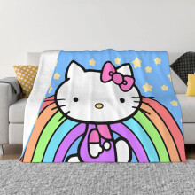 Couverture Hello Kitty en flanelle polaire, jeté de lit ultra doux, confortable et chaud pour canapé, salon et chambre - 203 x 152 cm