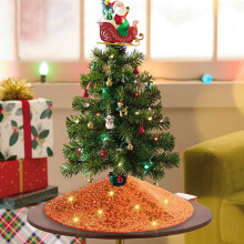 Jupe de sapin de Noël Ranliy, décoration à paillettes pour sapin de Noël, ornement pour fêtes et anniversaires, orange, 3 tailles