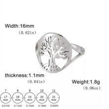 RSAMD Yggdrasil Lebensbaum-Ring aus Edelstahl, Vintage-Schmuck mit ethnischem Weltenbaum-Motiv -11-Stahl
