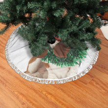 Jupe de sapin de Noël en dentelle à franges 91 cm - Couverture douce pour les fêtes de fin d'année en famille, convient aux chiens, basset hounds