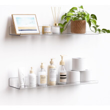 6 Pack 15" x 4" Clear Acrylic Wall Shelves, Floating Bookshelves for Kids, Display Shelf Organizer for Bathroom, Bedroom, Living Room, Kitchen, Room