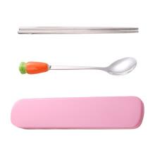 Carrot Cutlery Childrens Chopsticks Mini Spoons for Desserts Travel Portable Cute Ceramic Handle Flatware