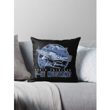 Nieuwe P51 Mustang USAF gevechtsvliegtuig sierkussenhoes/kussenhoes voor op de bank, 16x16 inch, tweezijdig.