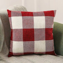 Federra Polyester Multifunctionele Kussenhoes Linnen Technologie Raster Rood en Blauw Letter Kussenhoes Familie Woonkamer Bank Kussenhoes