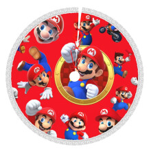 Jupe de sapin de Noël inspirée des jeux de dessins animés, compatible avec Super Mario, décoration de sapin de 122 cm (48 pouces) pour les fêtes