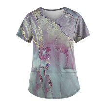 Scrubs shirts voor dames, geschikt voor op kantoor, casual, korte mouwen, zomerse V-hals