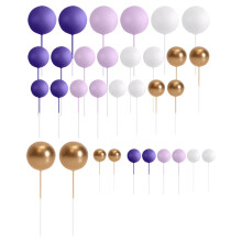 2025 & CISIL 32Pcs/set Ball Cake Toppers Gold Pearl Balls Cupcake Topper Flags For Kids Birthday Party Wedding Decorations Baby Shower