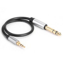 jixopn Nero Adattatore convertitore per cuffie maschio da jack da 3,5 mm a spina da 6,35 mm, portatile, resistente, con trasmissione stabile