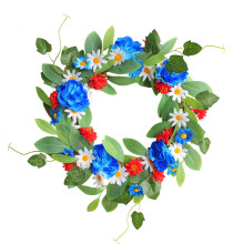 Couronne de Yakbaofuo, fleurs fraîches, petites fleurs de vitesse, cercle à suspendre pour les fêtes, branches rouges, blanches et bleues,