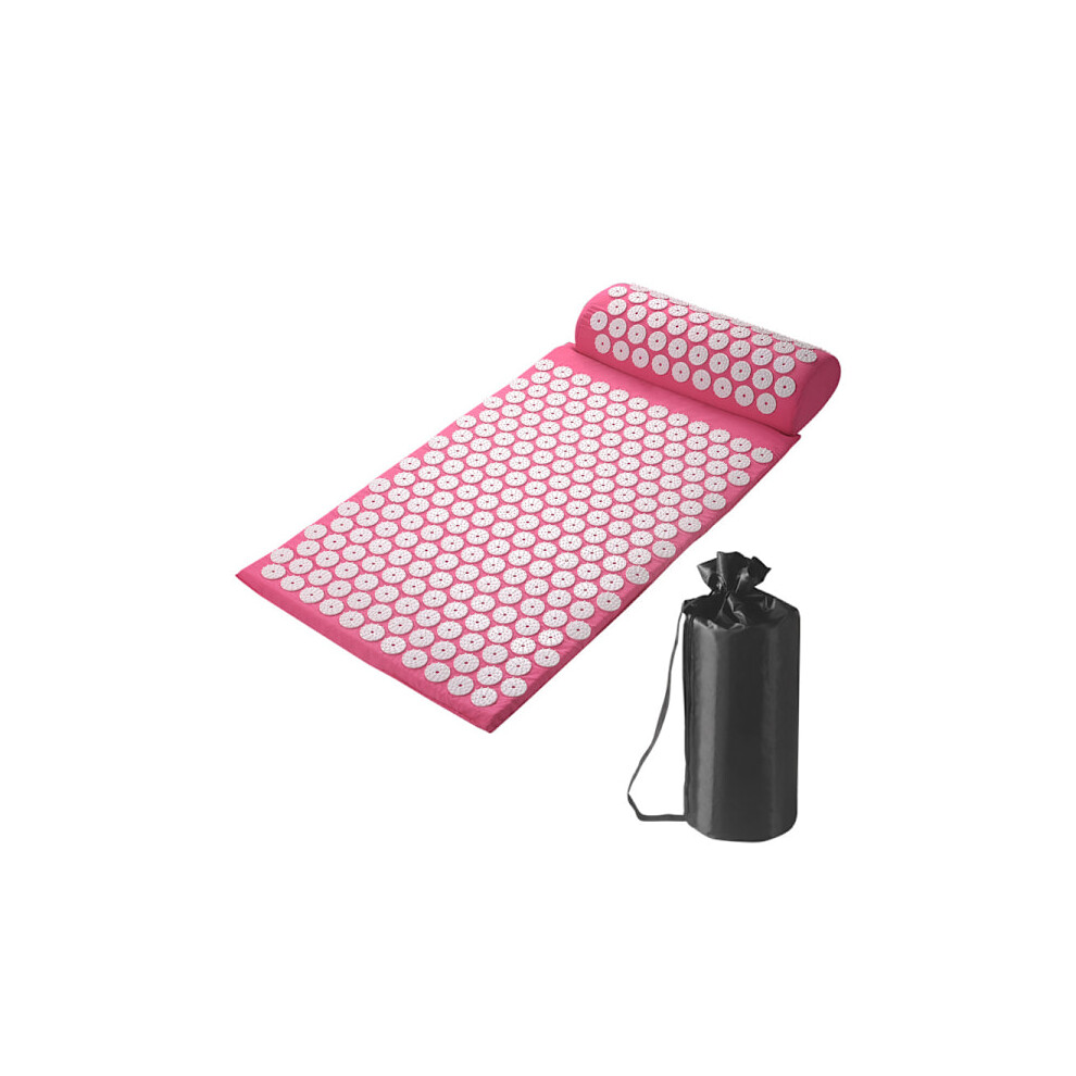 Pink Acupressure Mat And Pillow Set With Bag Acupuncture Mat For Neck And Back Pain, Muscle Relaxation Stress Relief, Sciatica Pain Relief Pillow