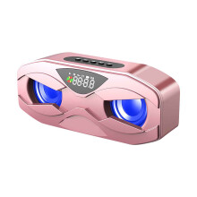 Gnobogi draadloze Bluetooth-luidspreker met subwoofer, LED-klok, uilendesign, draagbaar voor buiten, reizen, thuis, feestjes, kamperen, compatibel