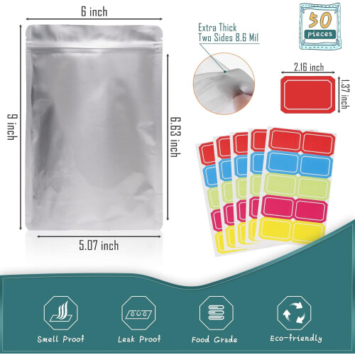 50 συσκευασίες 10''x14''-1 γαλόνι σακούλες Mylar για μακροχρόνια αποθήκευση τροφίμων 1