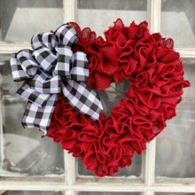 Couronne en forme de cœur avec nœud papillon pour la Saint-Valentin, à suspendre au mur ou à la porte - Décoration idéale pour une fête, un