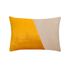 HomeCentric Gele Lendenkussenhoes 30 x 45 cm, Set van 2, Fluweel Patchwork Moderne Stijl, Velutinous Saffron