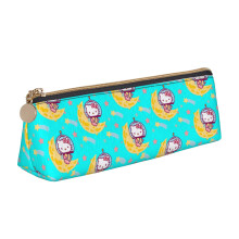 Estuche triangular de piel Hello Kitty, estuche grande con cremallera, bolsa multifuncional para guardar artículos de papelería.