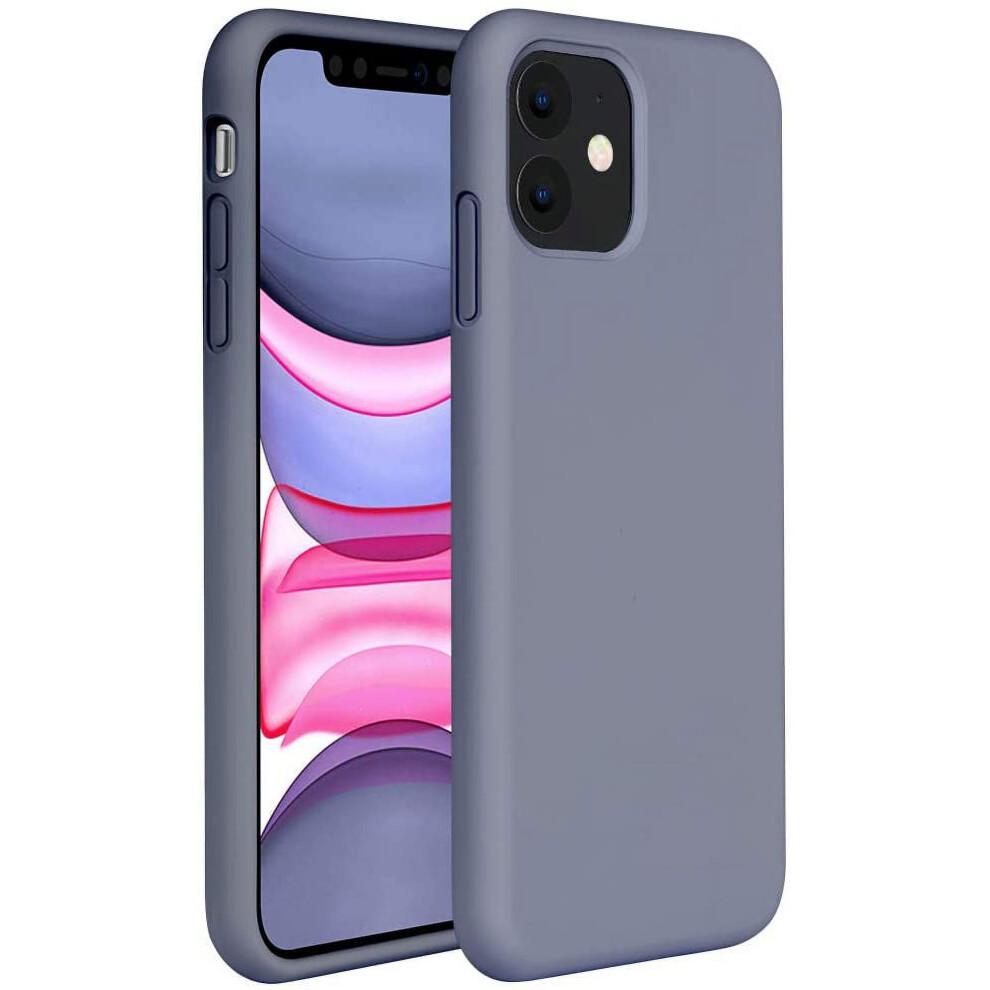 Liquid Silicone Phone Case Compatible With Iphone 11 6.1 Inch (2019), Shockproof Gel Rubber Full Body Cover For Drop Protection - Lavender Gray Purple 9425574740663