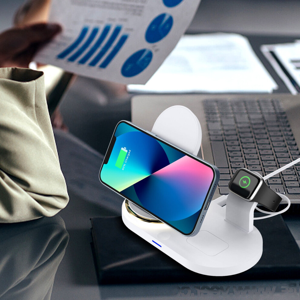Lmueinov 4-In-1 Wireless Charger, Foldable For Ios, Watch, Headset, 15W Fast Charging With Led, Compatible With Iphone 9083649921029