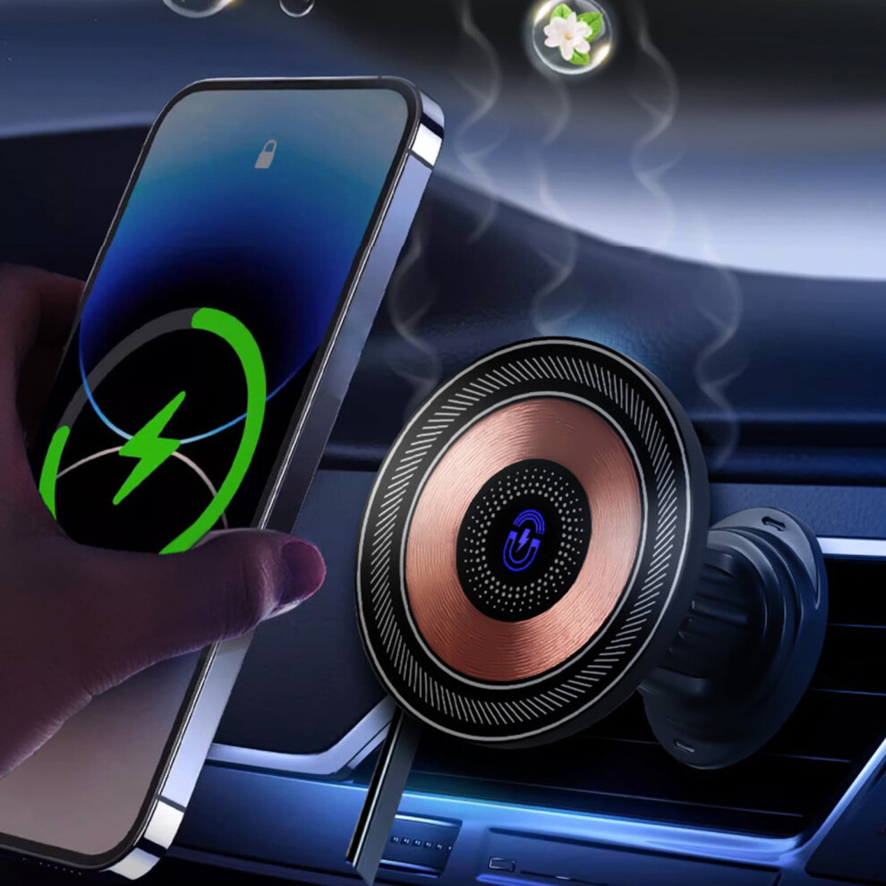 Phone Holders For Your Car Charger, Car Mounted Wireless Charging Mobile Phone With Magnetic Suction 15W Fast Charging And Aromatherapy 9083649920930
