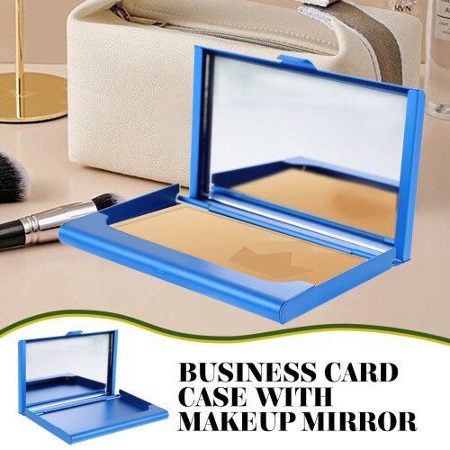 Μεταλλικό πορτοφόλι για γυναίκες με καθρέφτη μακιγιάζ, θήκη για επαγγελματικές 1