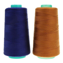 Pack of 2 Spool Polyester Jeans Sewing Thread for Sewing Machine 20S/2 Yellow & Navy