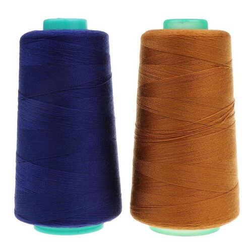 Pack of 2 Spool Polyester Jeans Sewing Thread for Sewing Machine 20S/2 Yellow & Navy