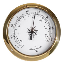 Wall-mounted weather station with copper housing, marine clock for boat, 115mm