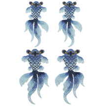 4pcs Embroidered Patches Goldfish Design Clothes Patches DIY Clothes Decor