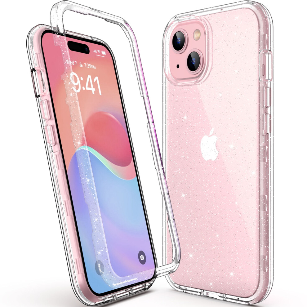 Phone Case For Compatible With Iphone 15, Glitter Shockproof Rugged Hybrid Clear Case For Women Girls, Heavy Duty 9083649923818