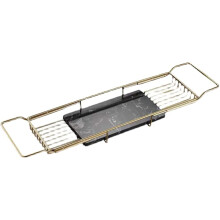 Brass Bathtub Tray Caddy with Adjustable Book Tablet Wine Holder for Spa Bath Organizer