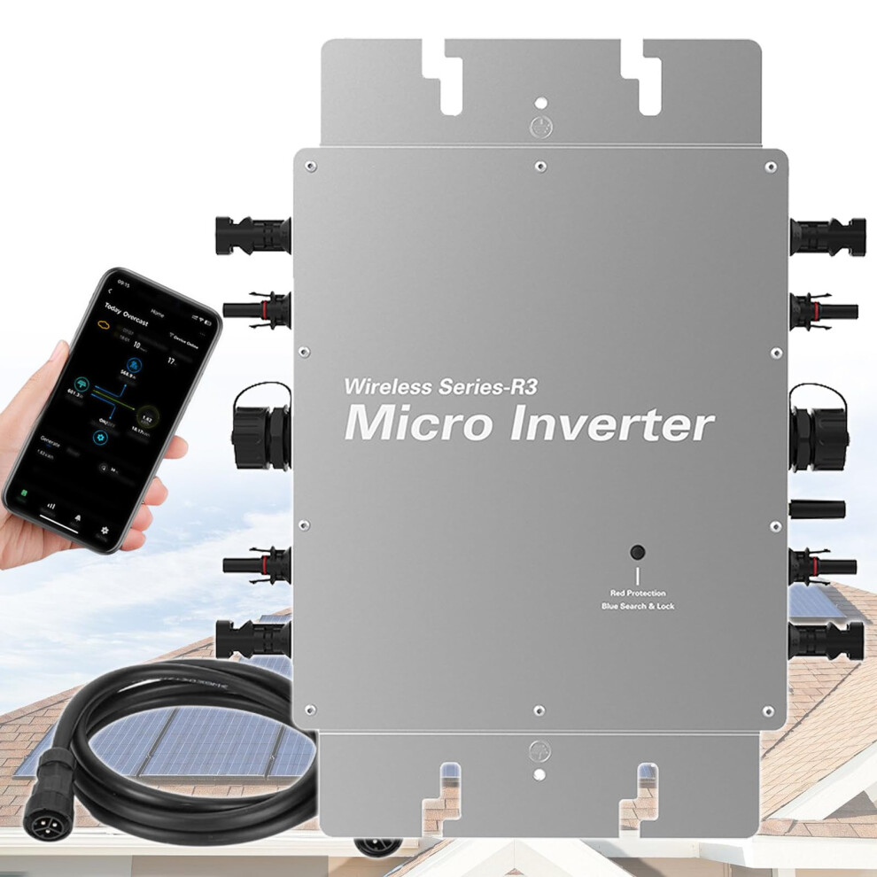 1600W Mppt Solar Grid Tie Micro Inverter, Dc2260v To Ac120230v, Ip65 Waterproof, Wifi Control 9164114610430