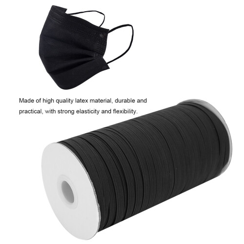 Stretchy 0.6cm x 90m Black Elastic Cord for Sewing and DIY Projects