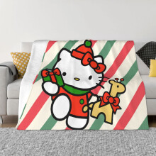 Hello Kitty -peitto, flanelli-fleece-heittopeitto, erittäin pehmeä, kodikas ja lämmin muhkea vuodevaate sohvalle, olohuoneeseen, makuuhuoneeseen -